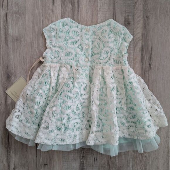 NWT Laura Ashley London White Blue Lace Dress, 6M (V6) - Picture 3 of 3